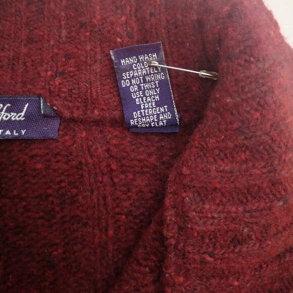 J. Ashford Men's Size XL Burgundy 1/4 Zip Made in Italy Wool Blend Sweater - Picture 5 of 8